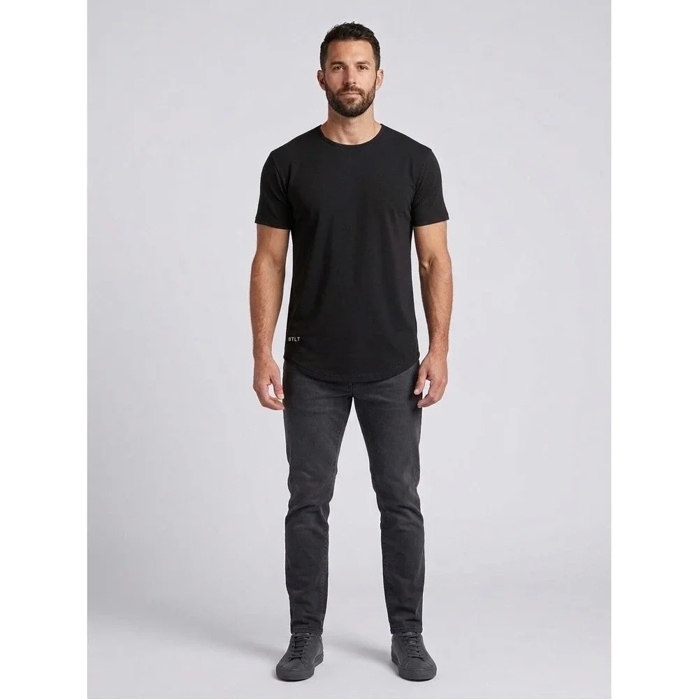 BYLT Premium Basics Lux Drop Cut T-Shirt Navy Blue Mens Large XDC_SS_NVY_L